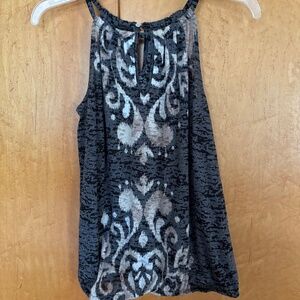 Women's American Sleeves Top in Beige and Gray, Size M